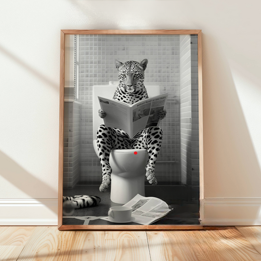 Cheetah / Leopard on Toilet Funny Animal Print