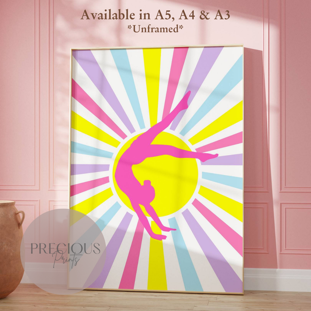 Set of 3 Gymnastics Preppy Poster / Trendy Glam Wall Print / Girls Bedroom