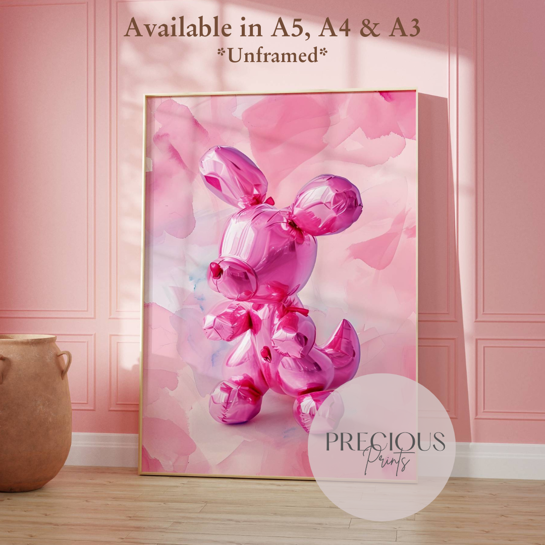 Balloon Dog Puppy Preppy Print / Pop Art / Trendy Wall Art / Eclectic Print