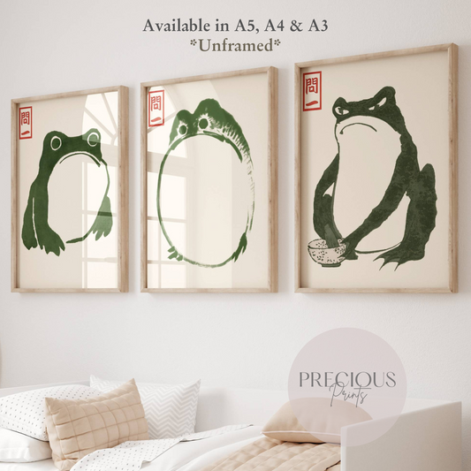 Set of 3 Japanese Hoji Frog Prints / Matsumoto Hoji Print / A5 A4 A3 Unframed