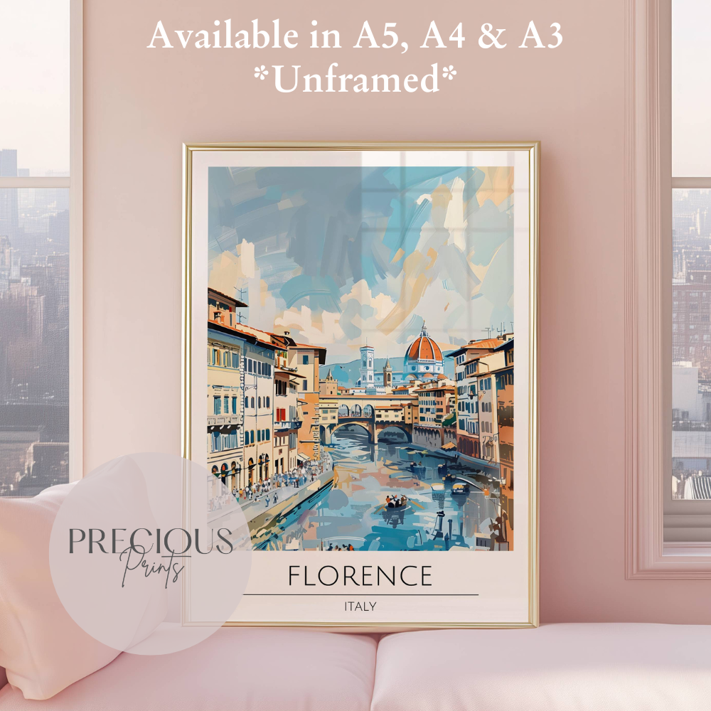 Italy, Florence Travel Print Poster / Vintage Wall Art / A5 A4 A3