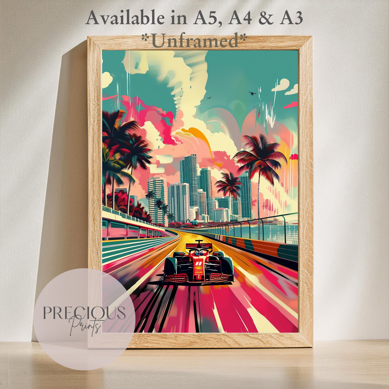 Formula 1 Miami Race Car Wall Art Print Poster / A5 A4 A3 Unframed Classic Cars