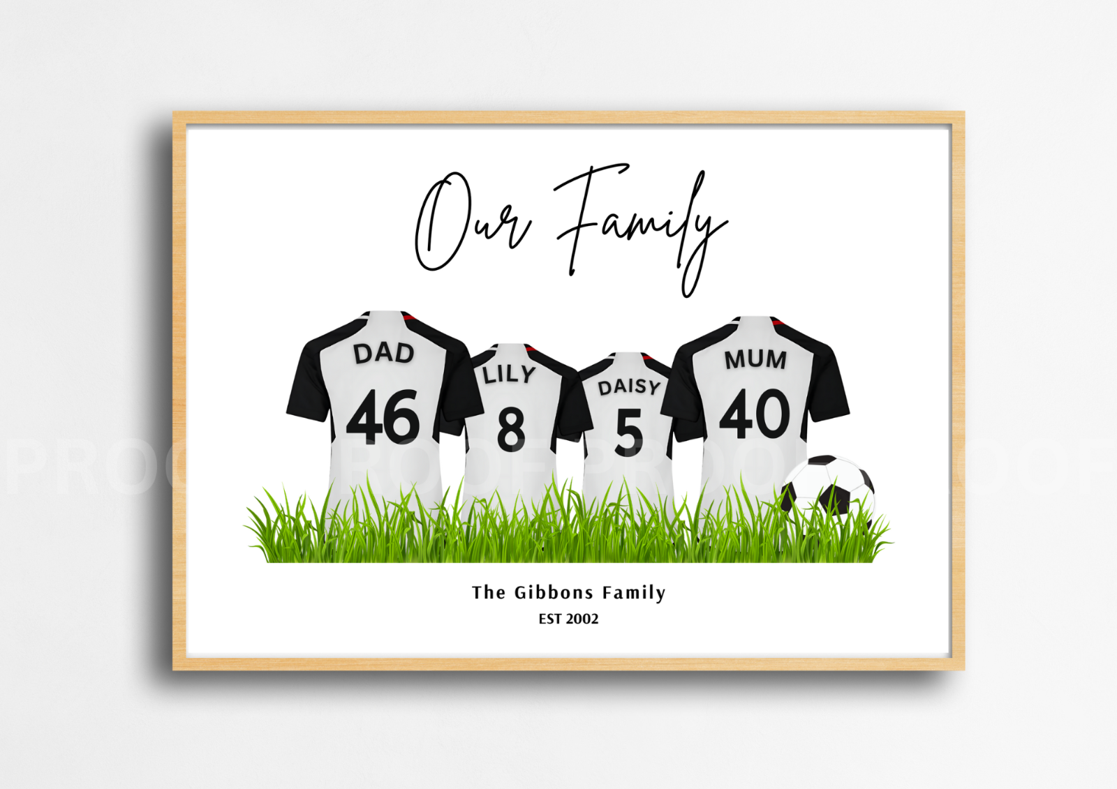 Personalised Football Family Print / Fulham FC Family Print / A5 A4 A3