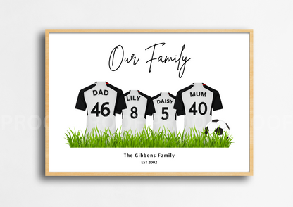 Personalised Football Family Print / Fulham FC Family Print / A5 A4 A3