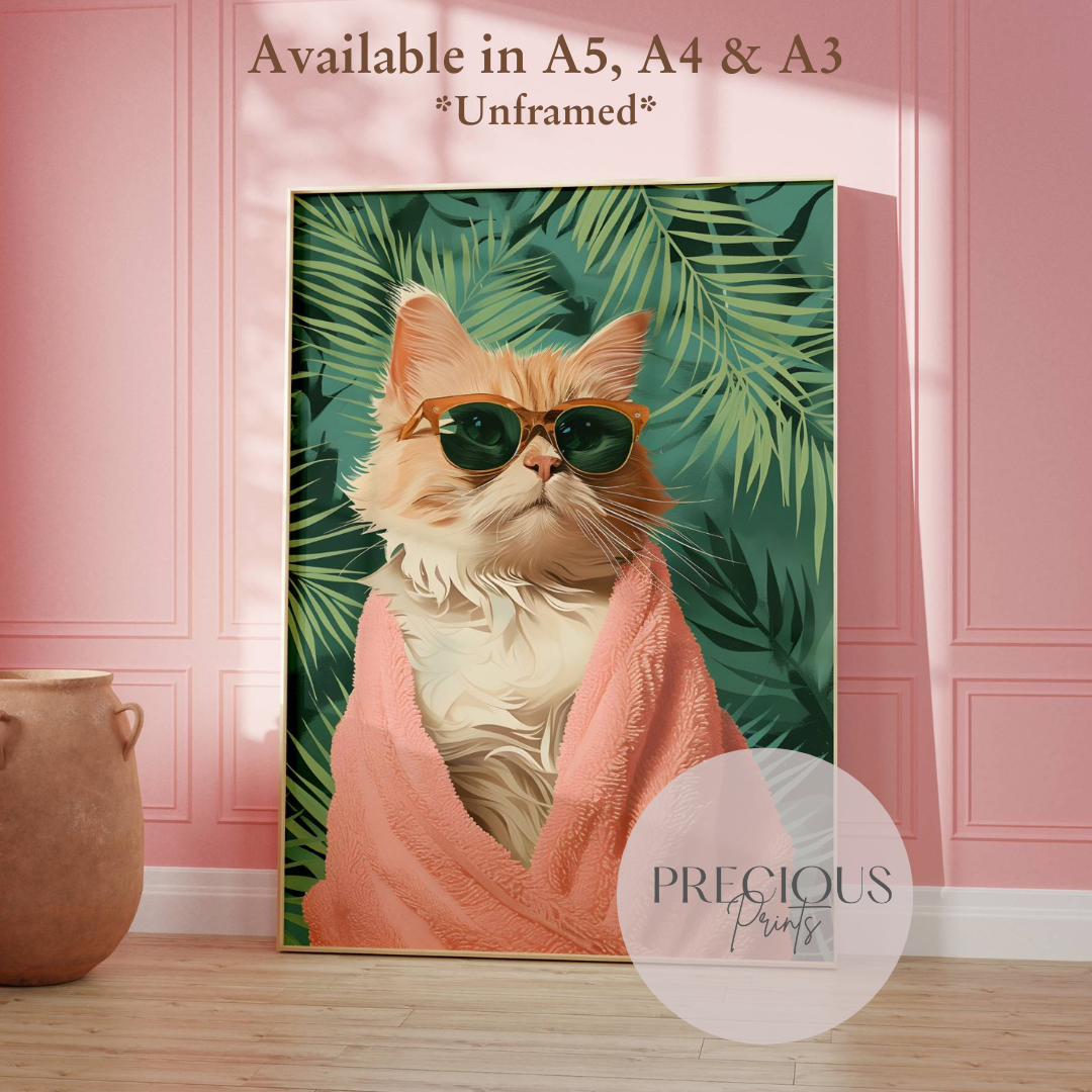 Cute Cat Preppy Print / Pop Art / Trendy Wall Art / Eclectic Print / Cat Poster