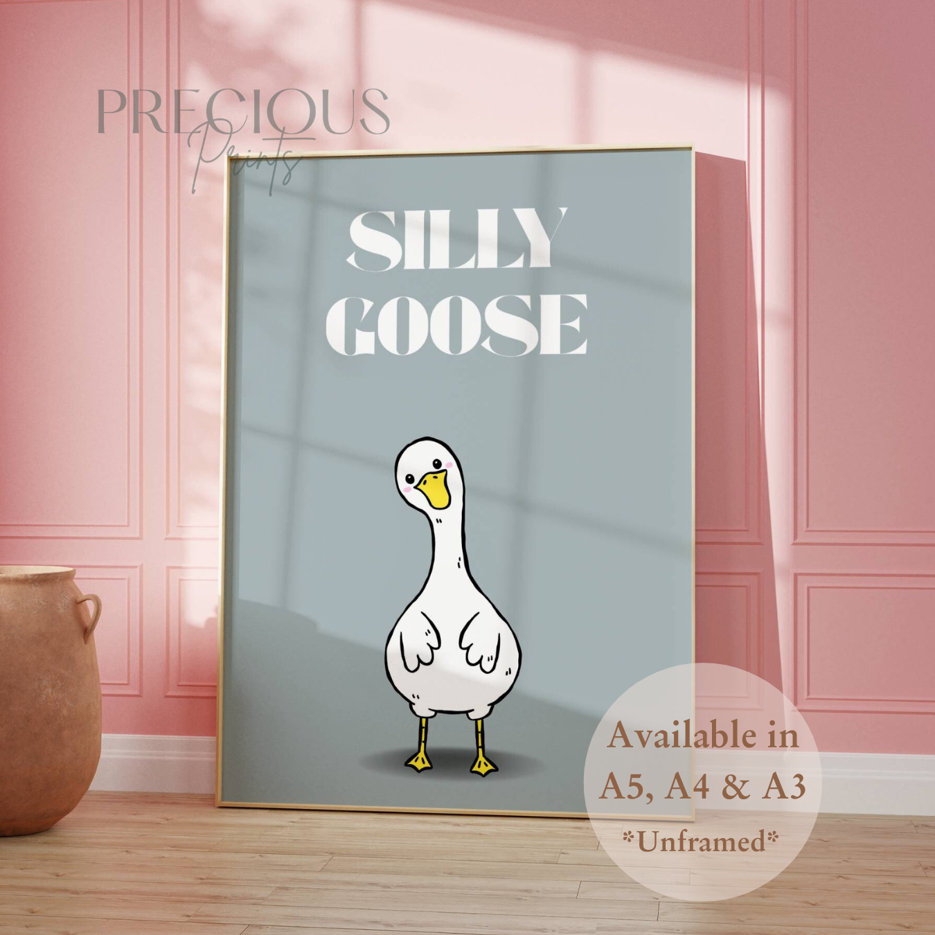 Grey Silly Goose / Funny Preppy Art Poster / Humour / Pop Art / Trendy A5 A4 A3
