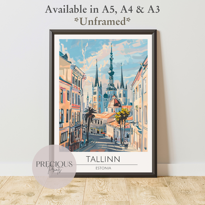 Estonia, Tallinn Travel Print Poster / Vintage Wall Art / A5 A4 A3