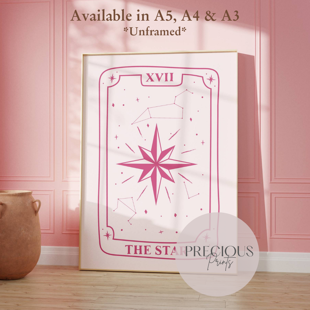 The Star Tarot Poster / Pink Preppy Poster / Trendy Poster / A5 A4 A3 / Unframed