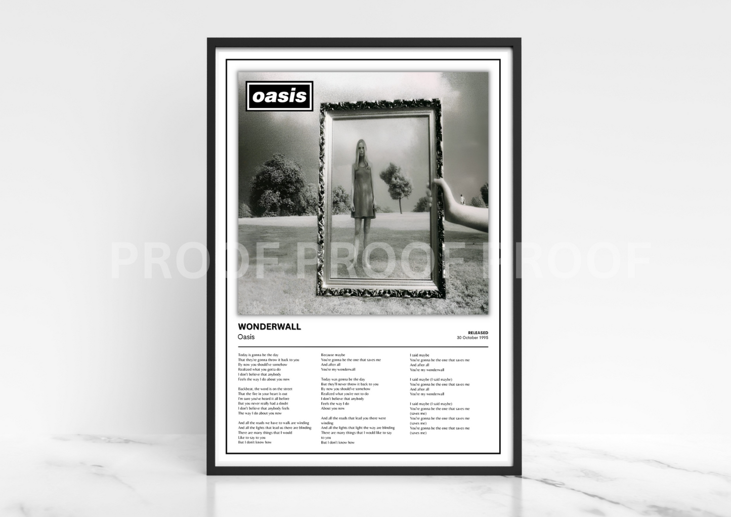 Oasis Wonderwall  / Oasis Poster / Music Legend / Music Poster / A3 A4 A5