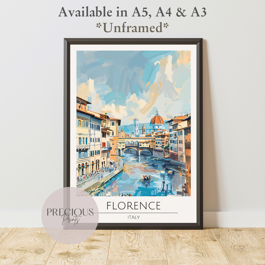 Italy, Florence Travel Print Poster / Vintage Wall Art / A5 A4 A3