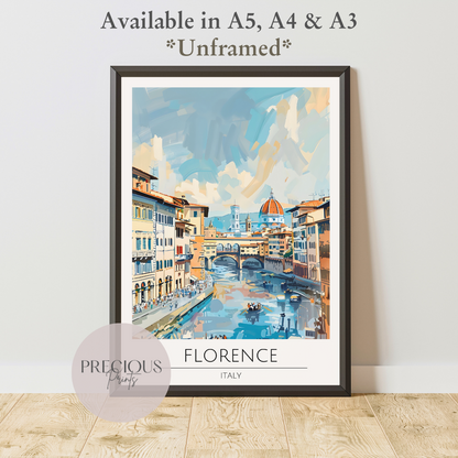 Italy, Florence Travel Print Poster / Vintage Wall Art / A5 A4 A3