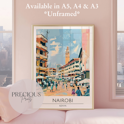 Kenya, Nairobi Travel Print Poster / Vintage Wall Art / A5 A4 A3