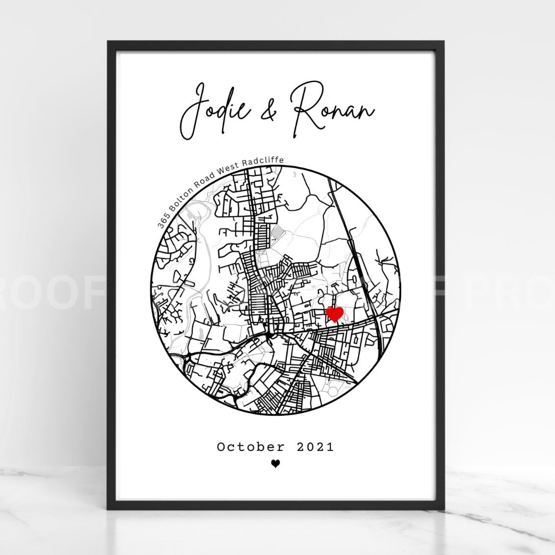 Personalised New Home map print First home gift Family Love A4 A3 A5
