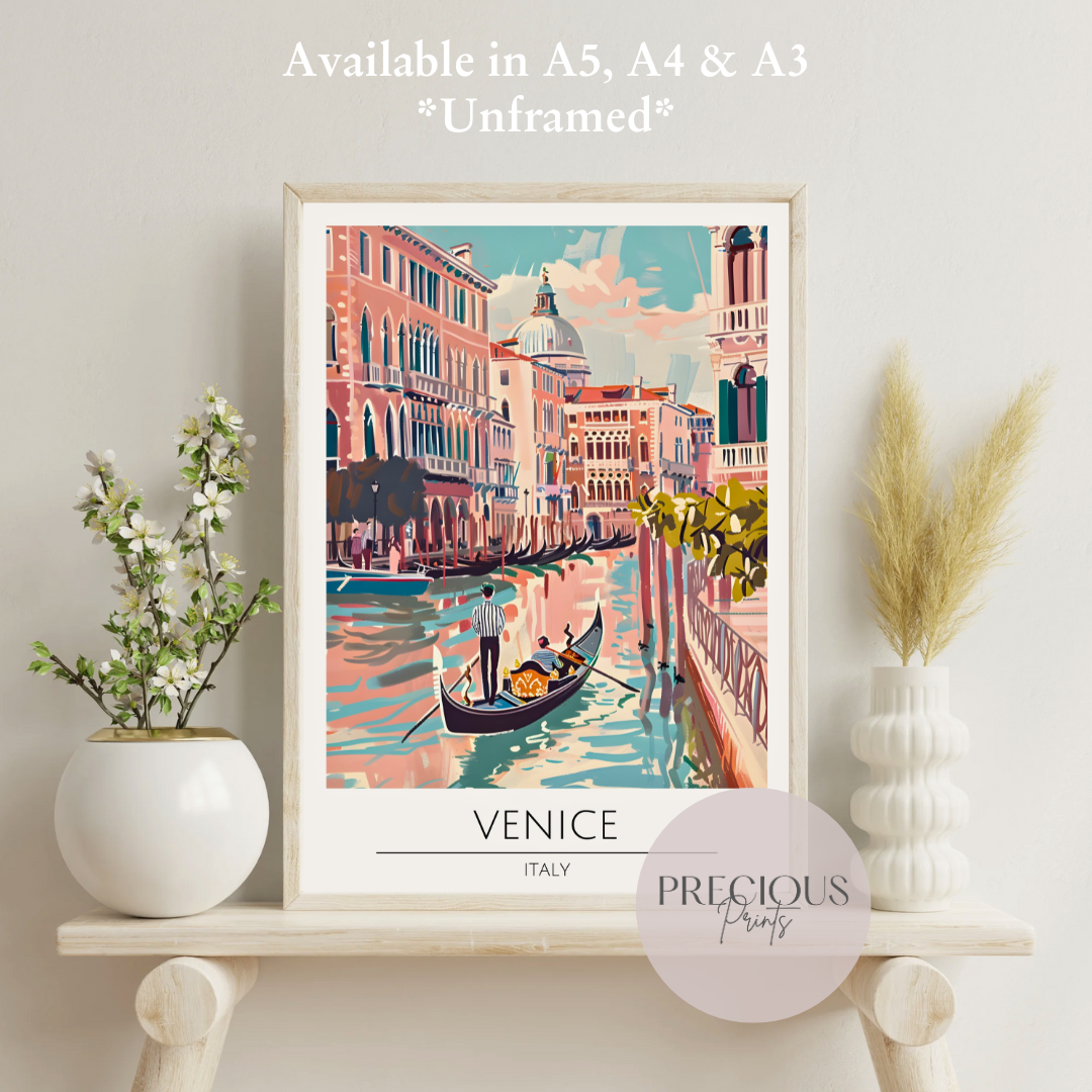 Italy - Venice Tavel Print Poster- Travel Poster - Vintage Wall Art