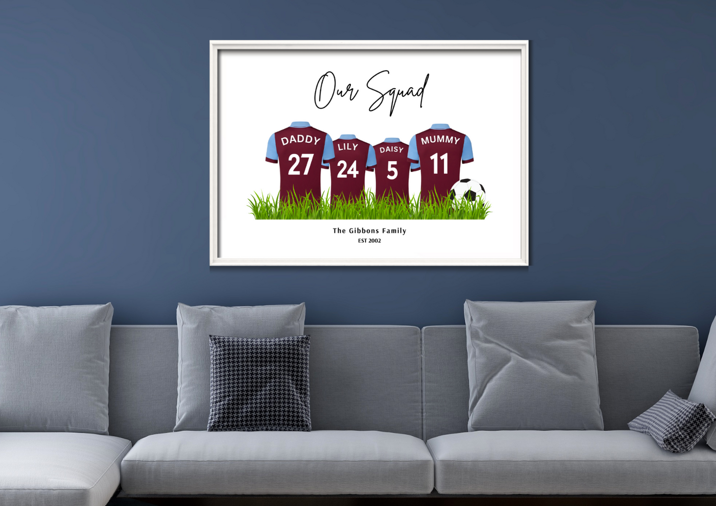 Personalised Football Family Print / Burnley Family Print / A5 A4 A3