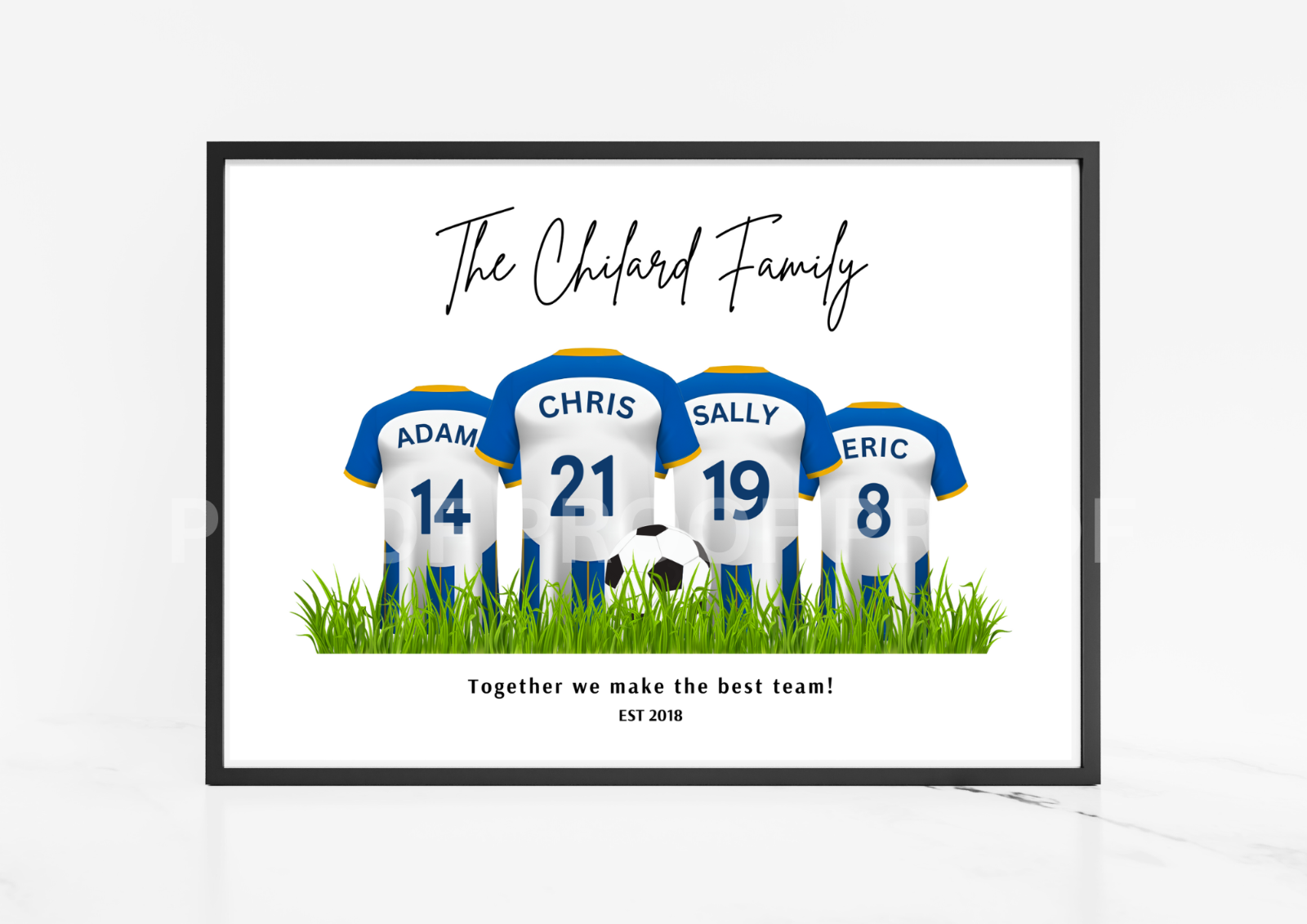 Personalised Football Family Print / Brighton Family Print A5 A4 A3