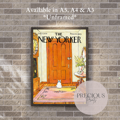 The New Yorker 4 February 1974 Wall Art Print / George Booth ''The Long Wait''