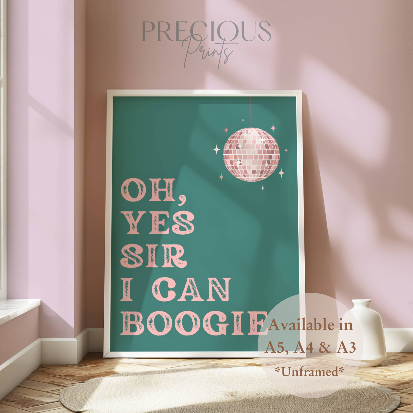 Oh, Yes Sir I Can Boogie Music Lyric Print / Music Poster / A5 A4 A3 Unframed