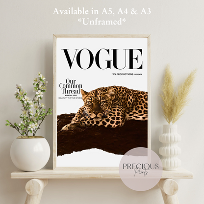 Vogue Leopard Cheetah Print Luxury Poster Preppy A5 A4 A3 Designer Wall Art