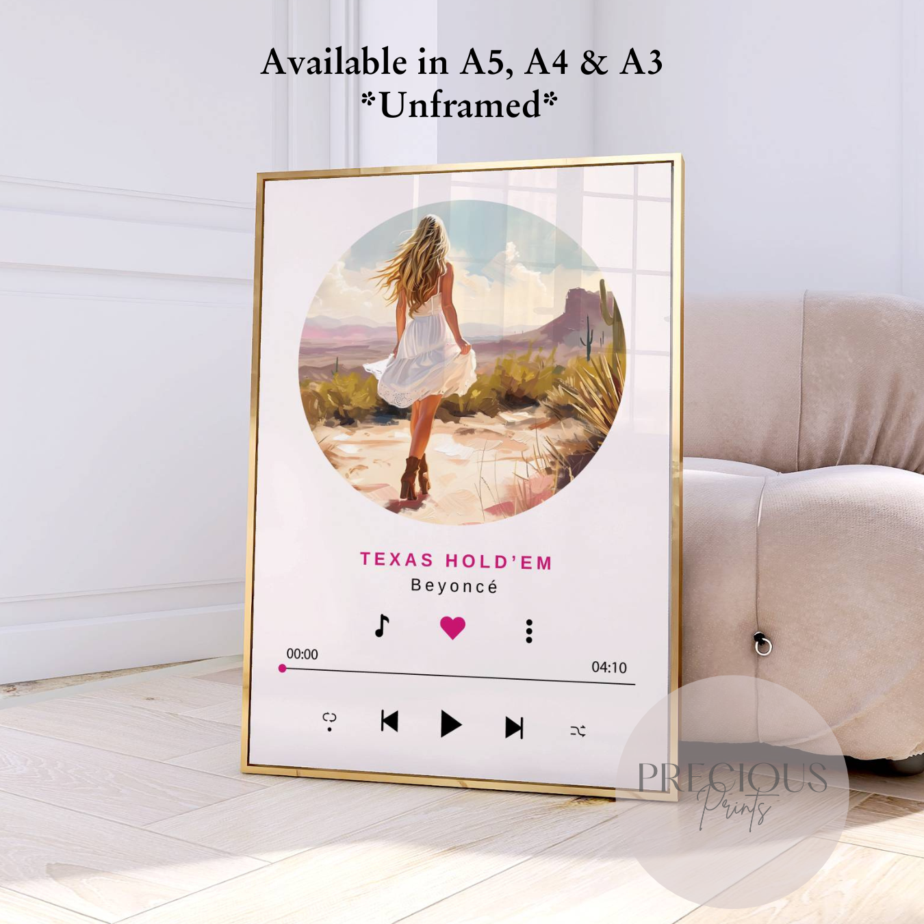 Beyonce Texas Hold'em Poster / Cowgirl Preppy Pink Poster Print / A5 A4 A3