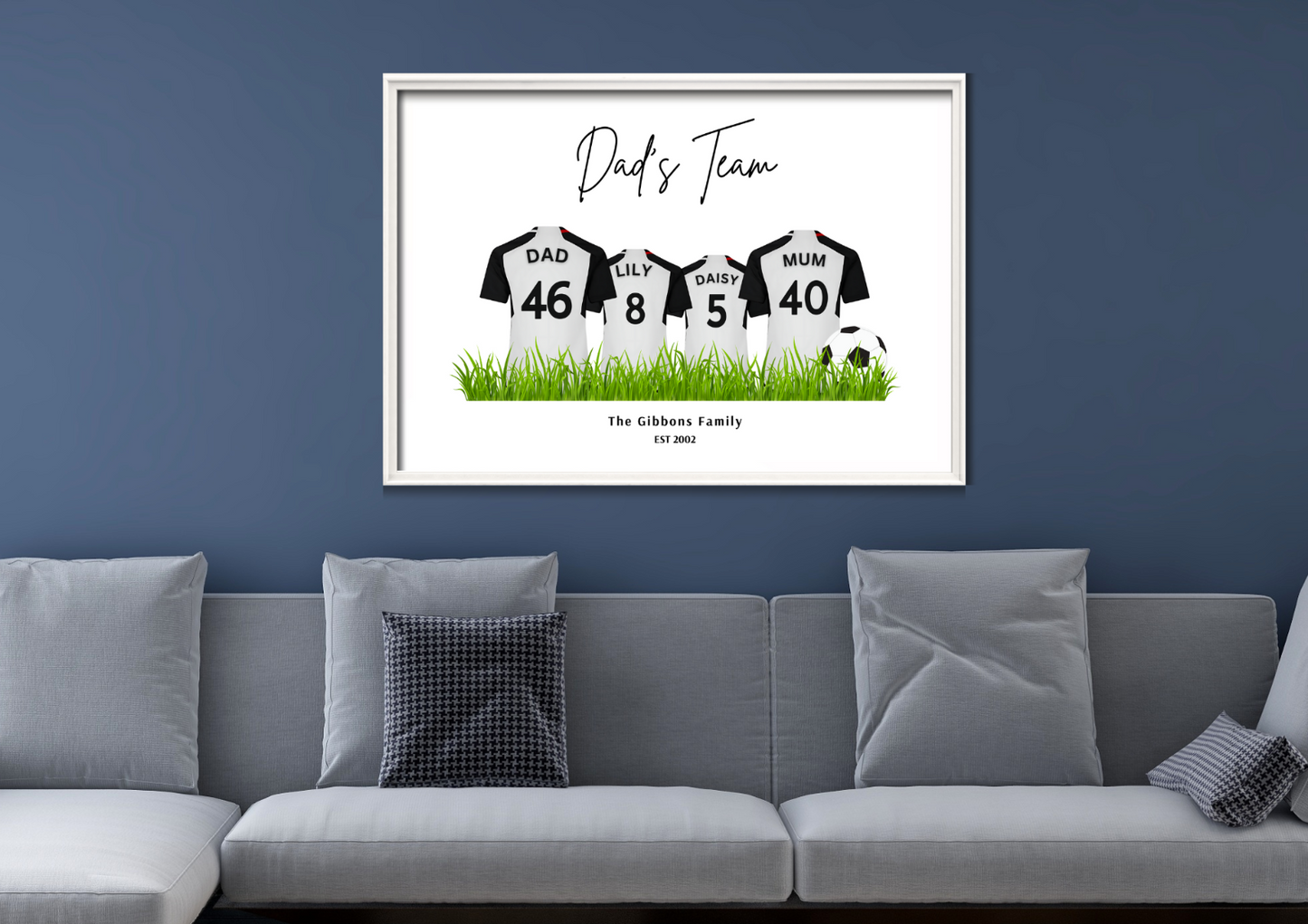 Personalised Football Family Print / Fulham FC Family Print / A5 A4 A3