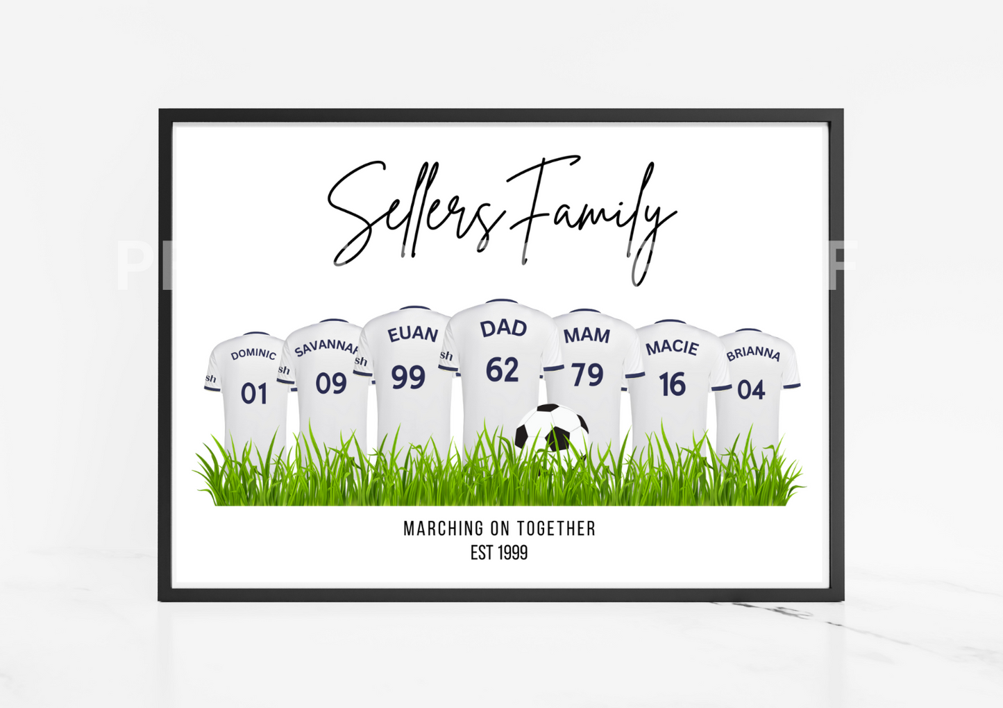 Personalised Football Family Print / Leeds United Print LUFC Print A5 A4 A3