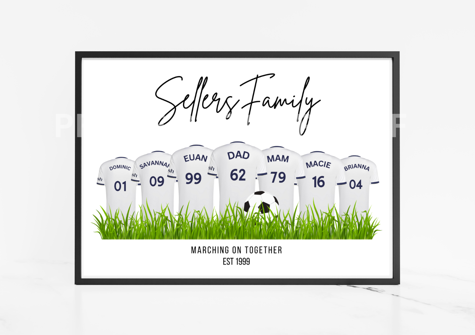 Personalised Football Family Print / Leeds United Print LUFC Print A5 A4 A3