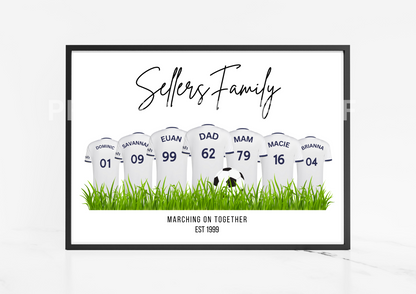 Personalised Football Family Print / Leeds United Print LUFC Print A5 A4 A3
