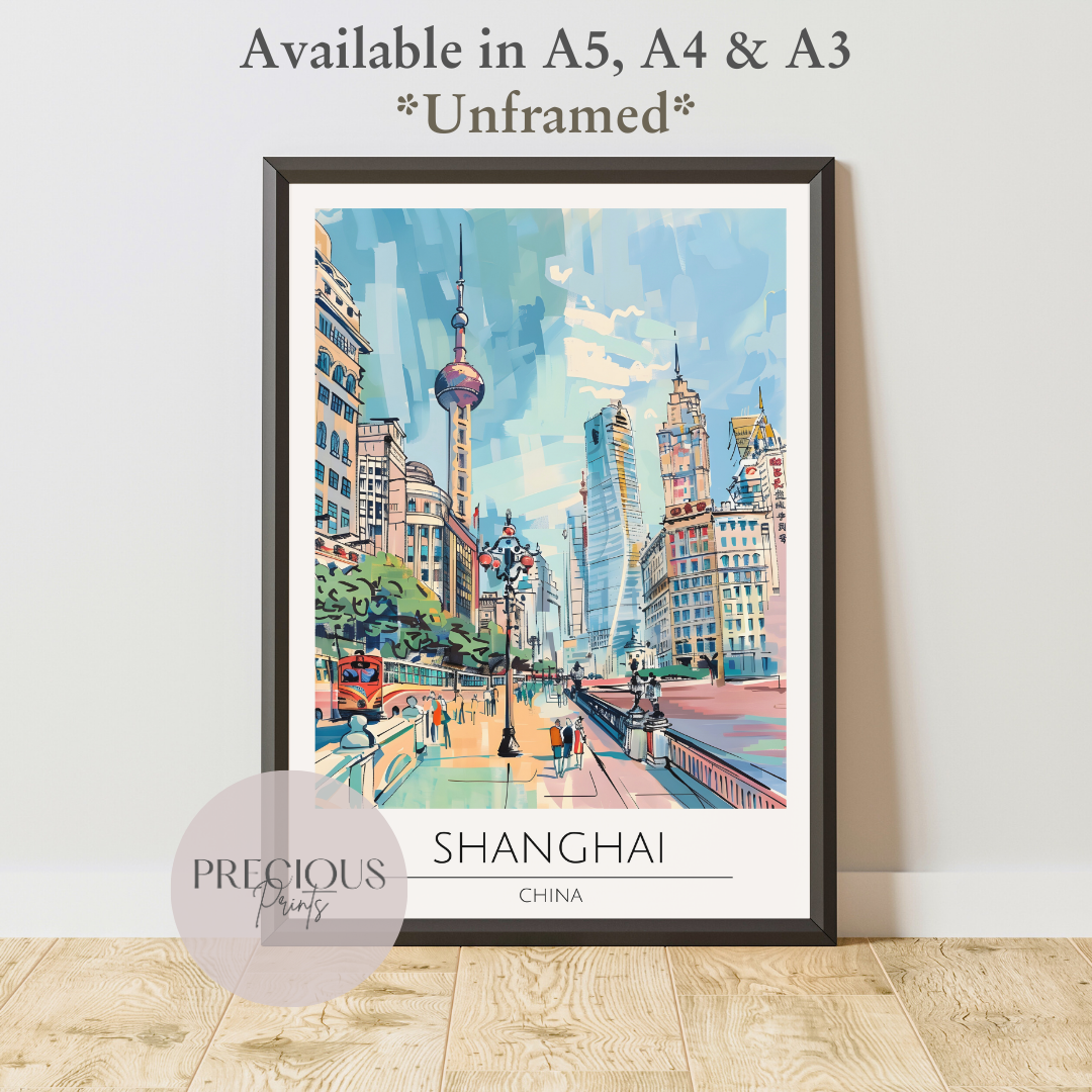 China - Shanghai Travel Print Poster / Vintage Wall Art / Giclee A5 A4 A3