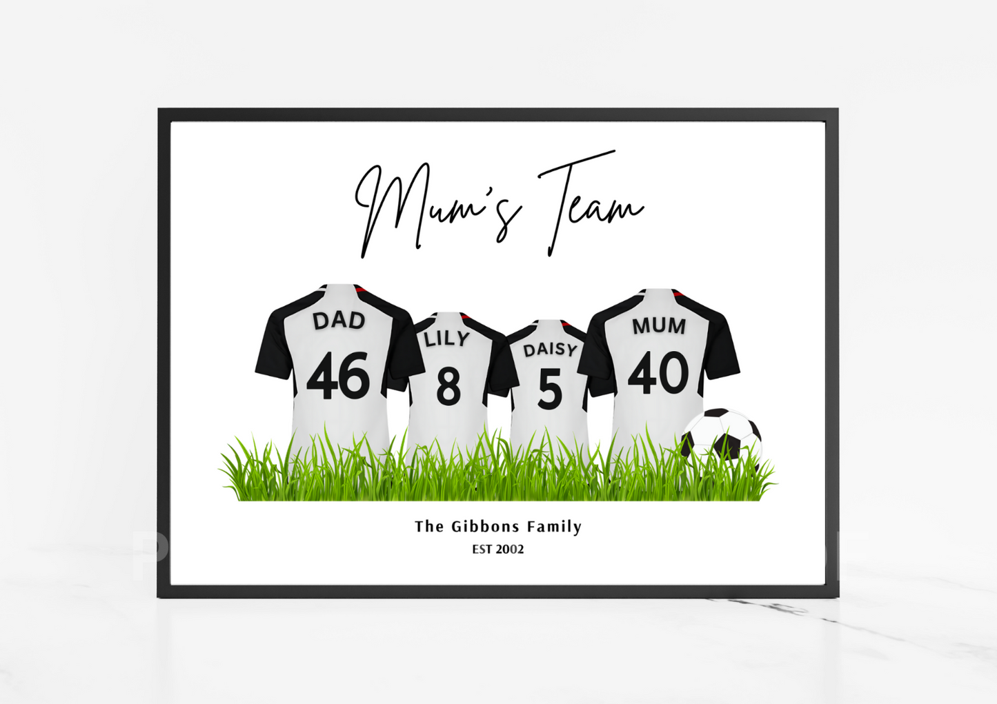 Personalised Football Family Print / Fulham FC Family Print / A5 A4 A3