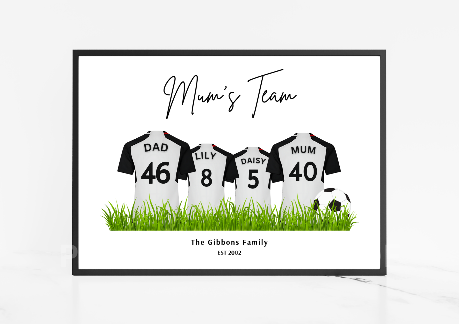 Personalised Football Family Print / Fulham FC Family Print / A5 A4 A3