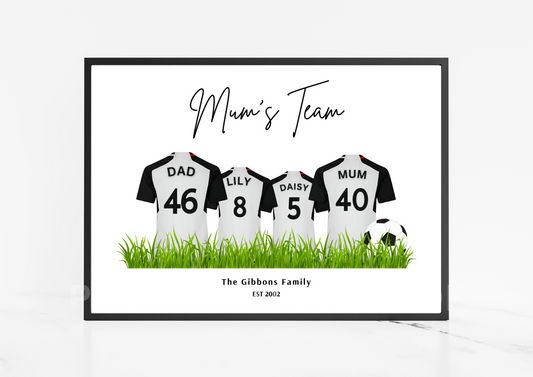 Personalised Football Family Print / Fulham FC Family Print / A5 A4 A3