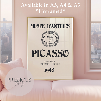 Picasso Musee D'Antibes Print / Picasso Exhibition Poster / Dessin 1948