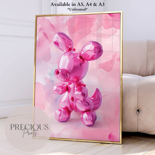 Balloon Dog Puppy Preppy Print / Pop Art / Trendy Wall Art / Eclectic Print