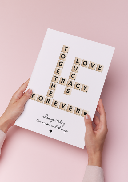 Personalised Scrabble Art Family Print Grandchildren Print Mothers Day A4 A3 A5