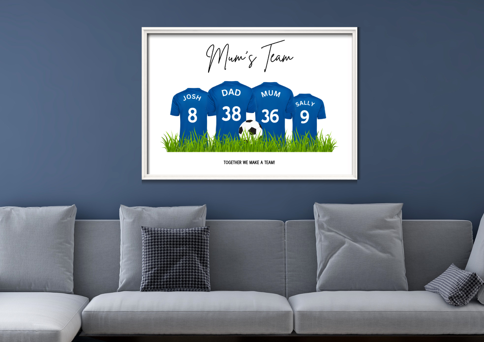 Personalised Football Family Print / Chelsea Family Print Mothers Fathers Day
