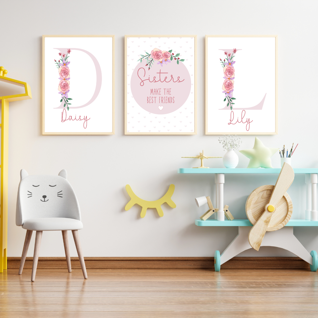 Sisters Make the Best Friends Personalised Floral  bedroom Print / A5 A4 A3