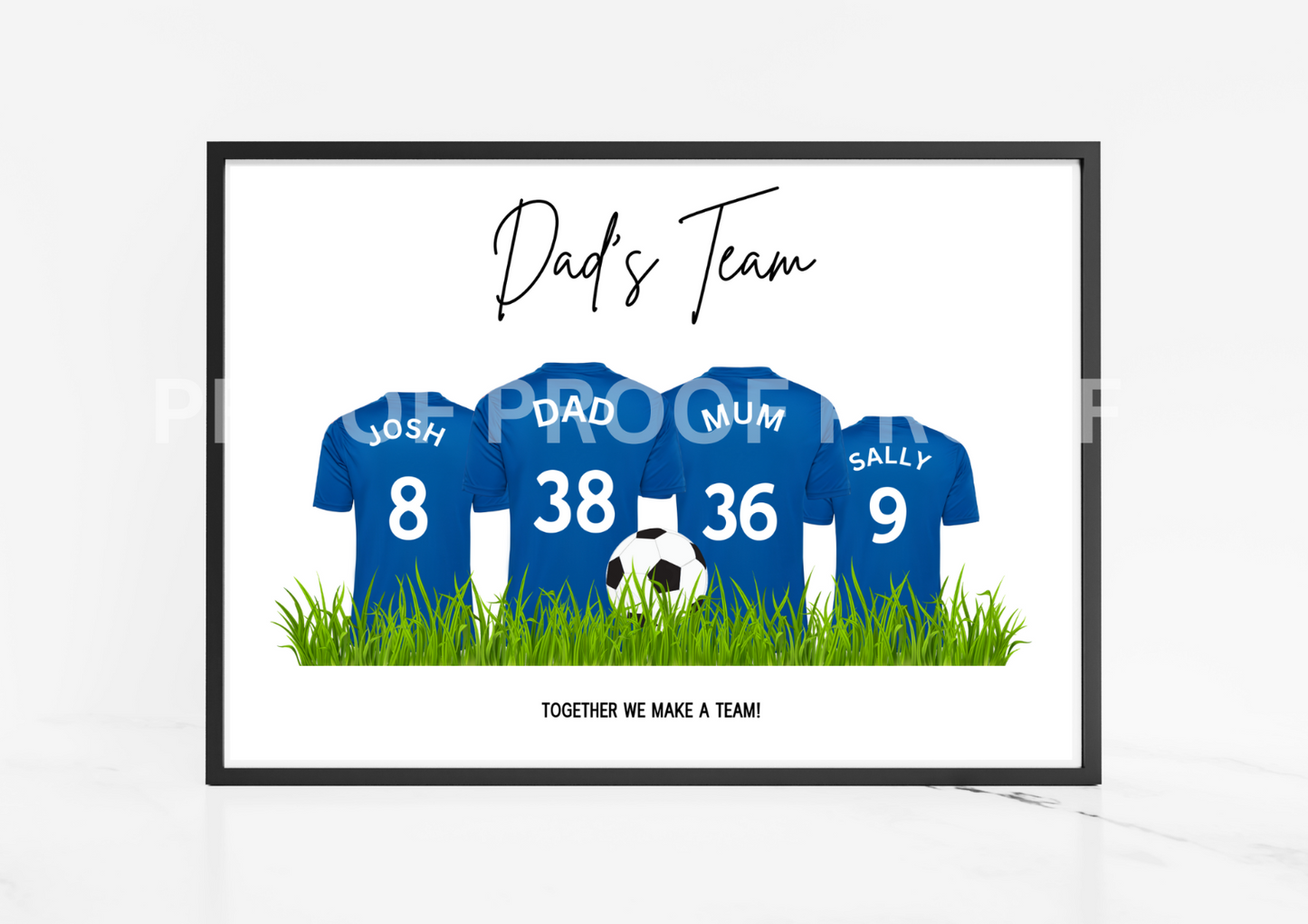 Personalised Football Family Print / Chelsea Family Print Mothers Fathers Day