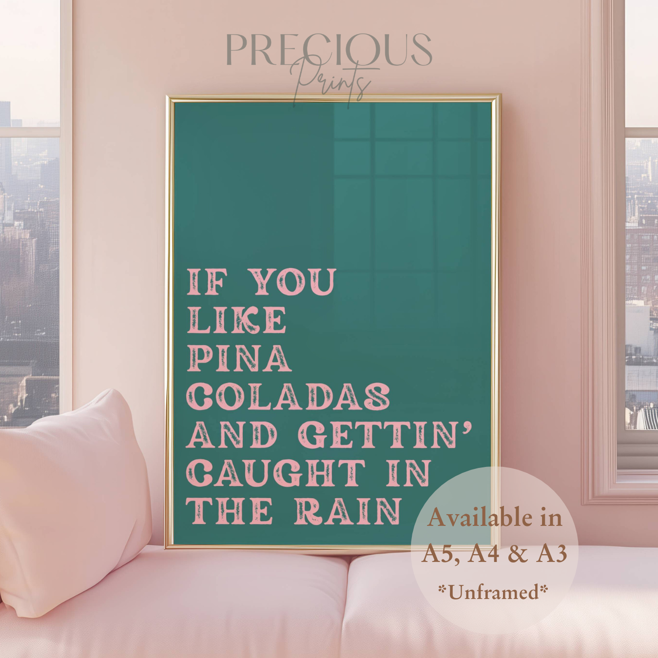 If You Like Pina Coladas Music Lyric Print / Music Poster / A5 A4 A3 Unframed