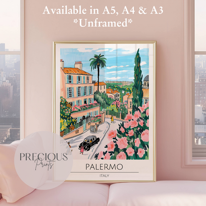 Italy - Palermo Travel Print Poster / Vintage Wall Art / Giclee A5 A4 A3