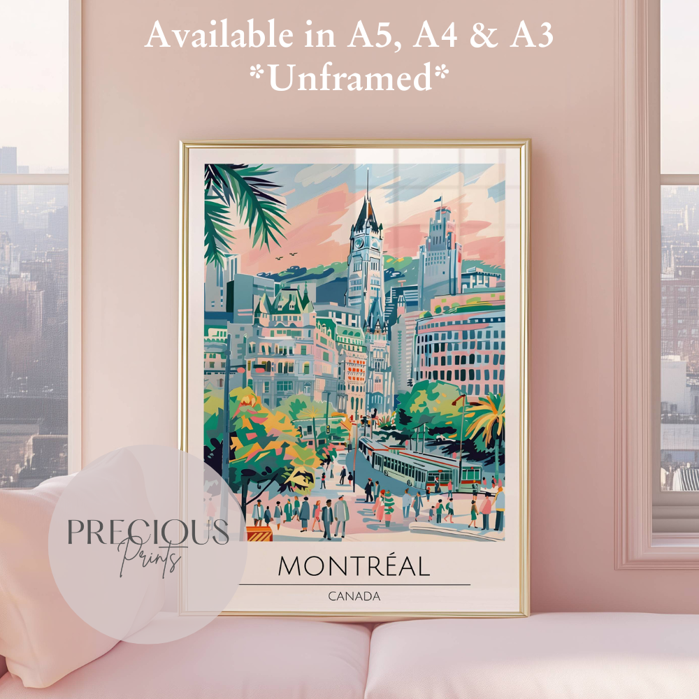 Canada, Montreal Travel Print Poster / Vintage Wall Art / A5 A4 A3