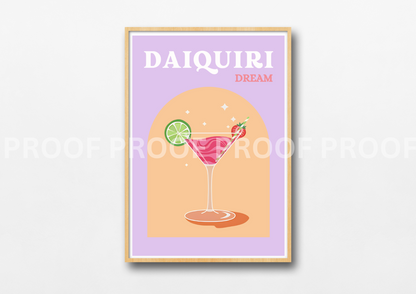 Colourful Cocktail Posters / Preppy Wall Art / A5 A4 A3 Unframed