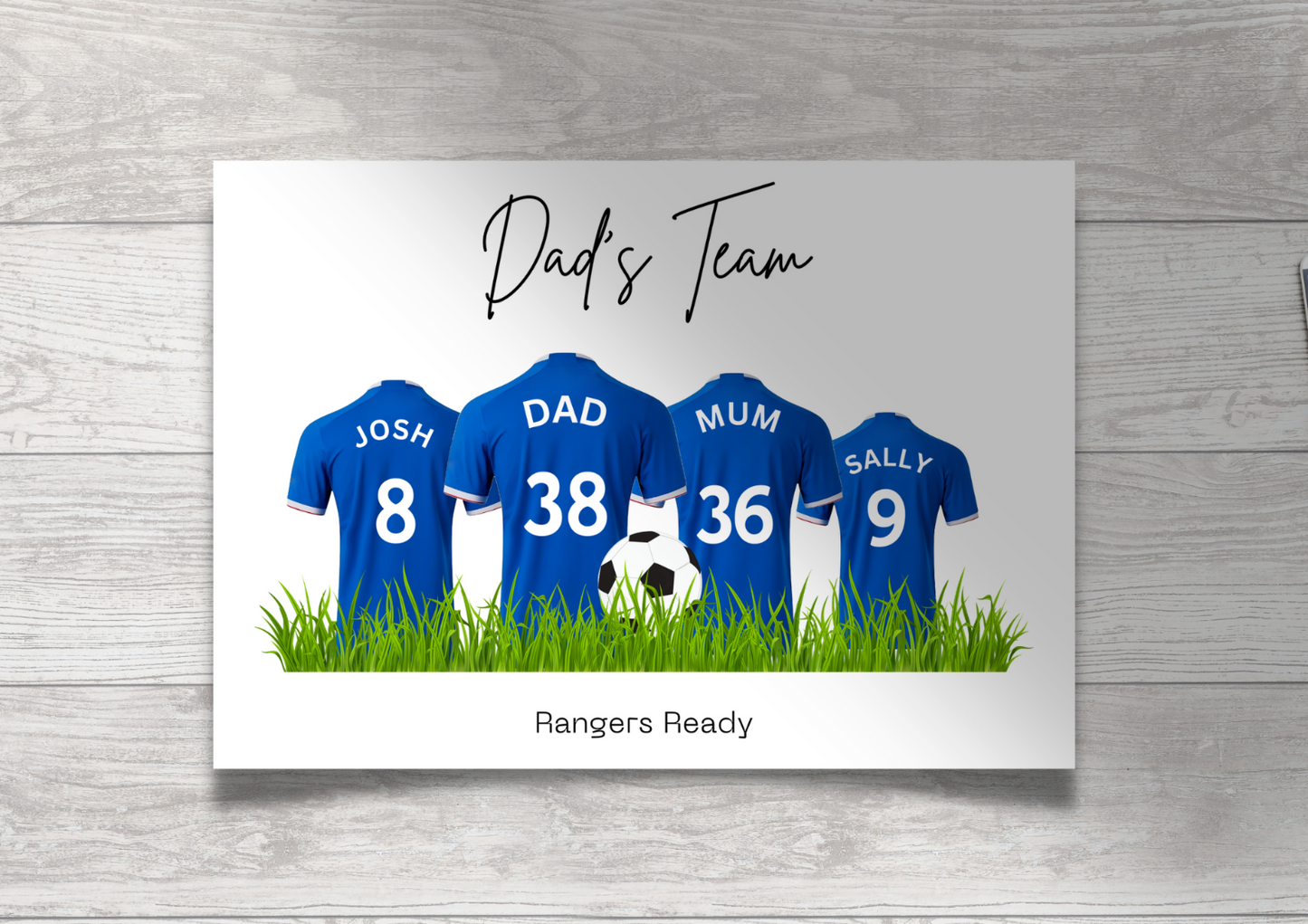 Personalised Football Family Print / Glasgow Rangers Print / Mothers Fathers Day