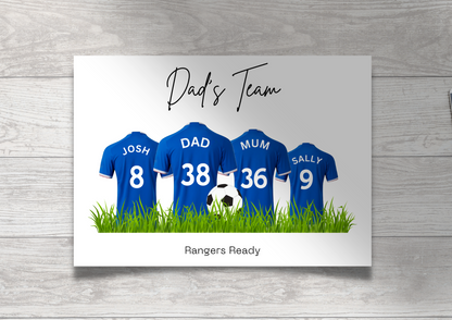 Personalised Football Family Print / Glasgow Rangers Print / Mothers Fathers Day