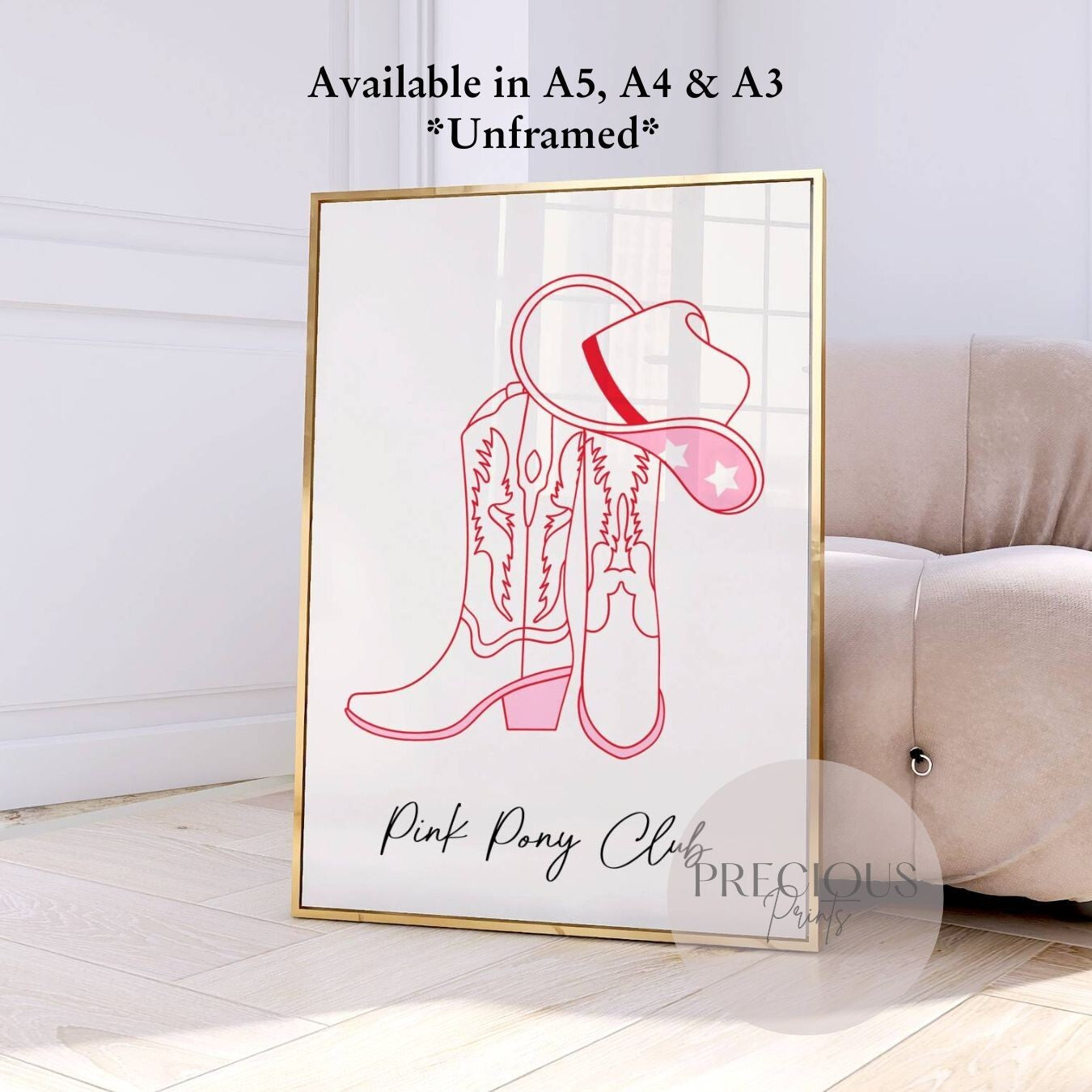 Pink Pony Club Preppy Poster / Trendy Wall Art / Pink Girly Art print / A5 A4 A3