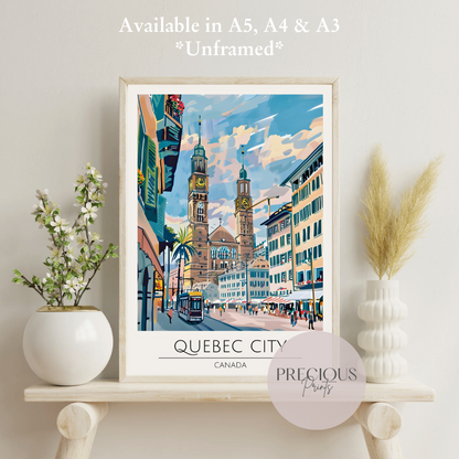 Canada, Quebec City Travel Print Poster / Vintage Wall Art / A5 A4 A3 / Unframed