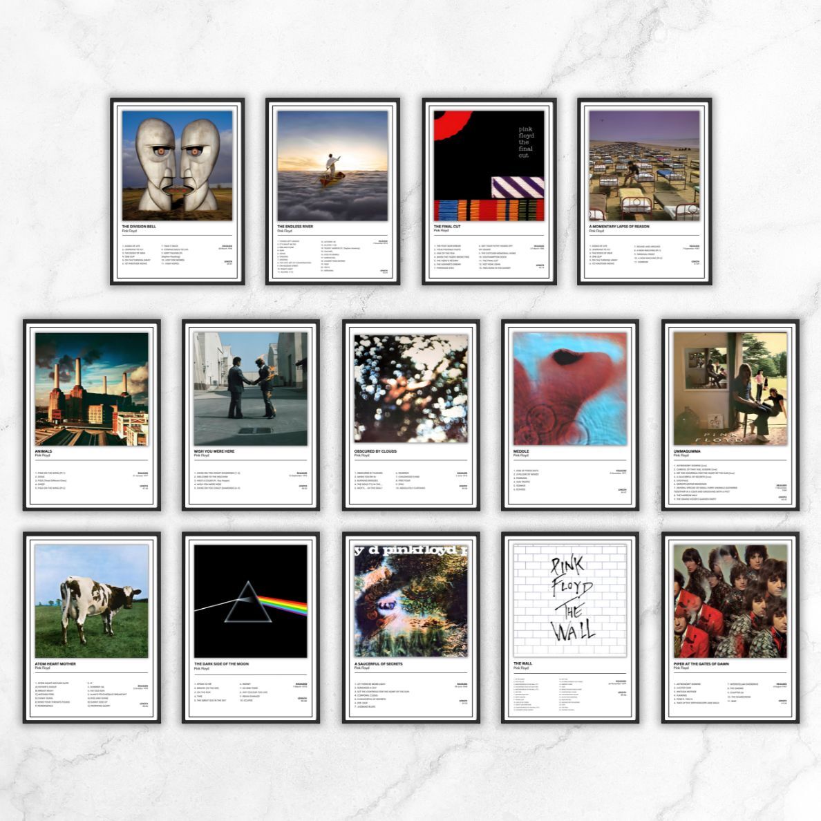 Pink Floyd Full Collection of Album Cover Posters A5 A4 A3 Unframed