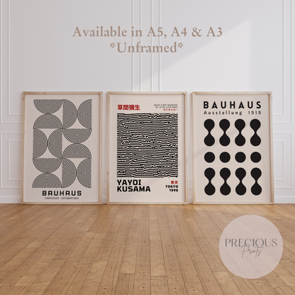 Bauhaus Kusama Set of 3 Unframed Prints Picture A5 A4 A3 Wall Art Gallery Decor