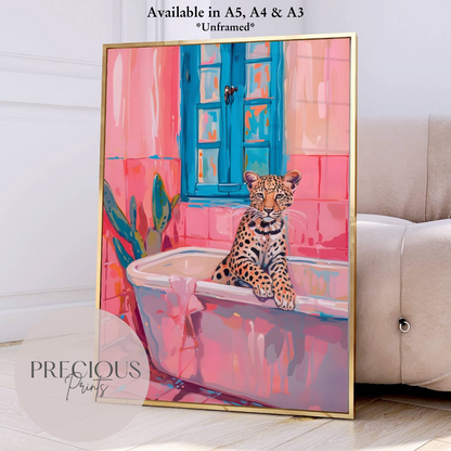 Preppy Leopard Cheetah Poster Print / Trendy Retro Wall Art / A5 A4 A3 Unframed
