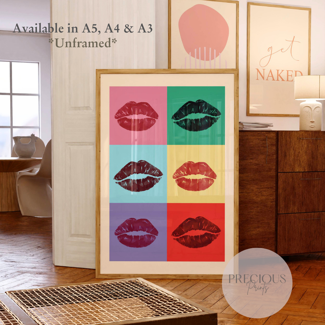 Lip Colourful Pop Art Poster / Preppy Poster / A5 A4 A3 / Unframed